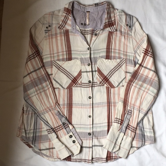 Free People Plaid Button Down Long Sleeve Shirt - Picture 8 of 8